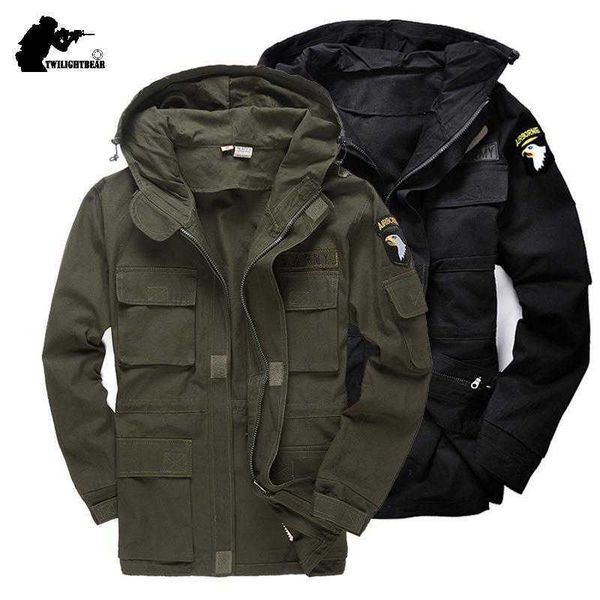 Exército dos EUA M65 Tactical Trench Homens Windbreaker Casaco de Algodão Puro Vestuário Masculino Sólido Clássico Fleece Parkas Militar Jaqueta BF802 211011