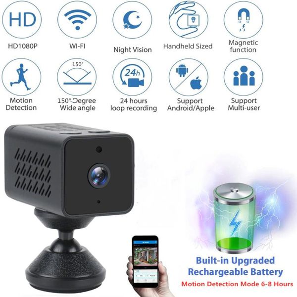 

mah wj11 wifi mini camera 1080p night vision magnetic action wireless ip remote built-in battery cam baby monitor cameras