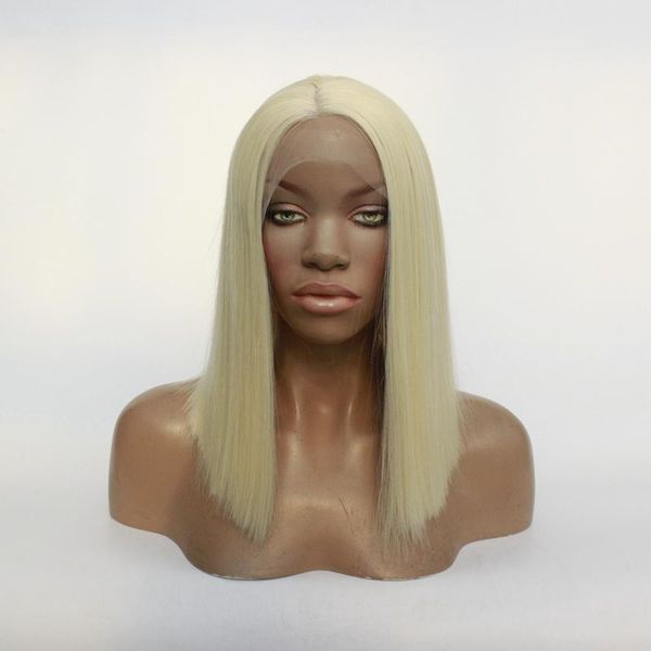 

synthetic wigs fashion lace front wig straight hair bob 613 bleached blonde color frontal cosplay short for women, Black