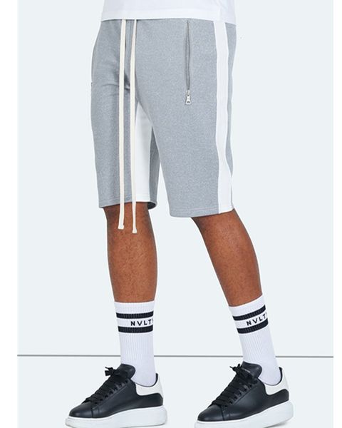 

men's patchwork loose mens summer shorts solid contrast color men designer clothing casual 4 colors option apparel, White;black