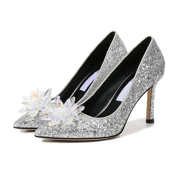 

dress shoes nikal female sequin drill rhinestone crystal stiletto pointed red bridal fashion high heels wedding, Black