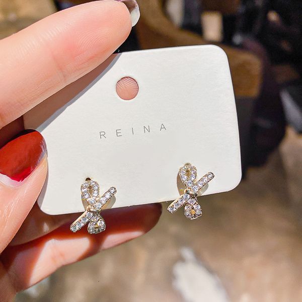 

real gold electroplated bow earrings designer east gate small and lovely temperament super fairy earrings net red simple earrings, Silver