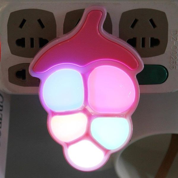 

strings 2pcs 220v fruit grape led night light auto sensor control wall socket for kid baby children's toy gifts