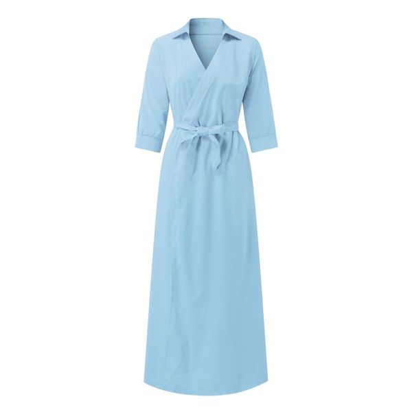 

casual dresses belt dress women long sleeve lapel ol work plain shirt blouse vestido de mujer 2021 fashion robe, Black;gray