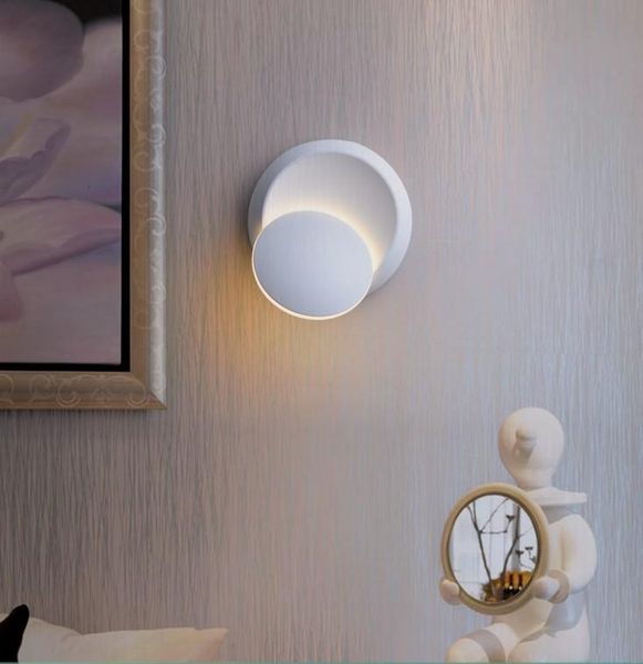 

wall lamp light luxury nordic simple black and white personality round metal model room living bedroom aisle