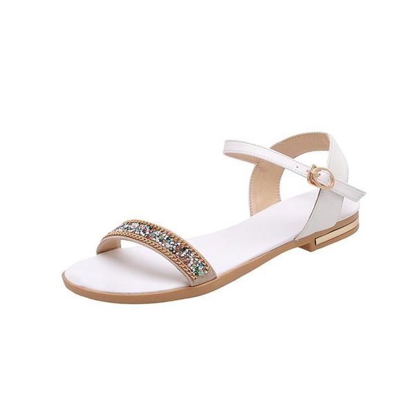 

gladiator sandals women plus size 33-46 leather summer style shoes slides flat big girl ladies 2021-3, Black