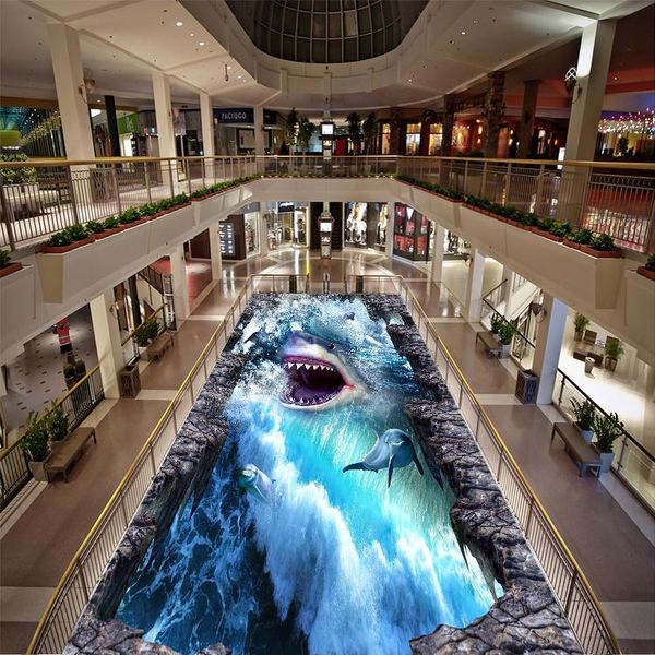 

wallpapers self-adhesive custom large 3d render of the floor painting illusion three-dimensional shopping mall bathroom toilet