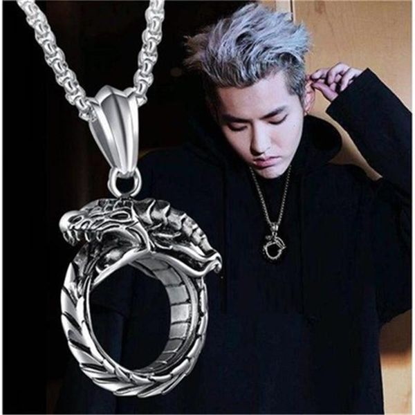 

pendant necklaces vintage fashion antique silver color snake necklace punk jewelry for men gift accessories cx31