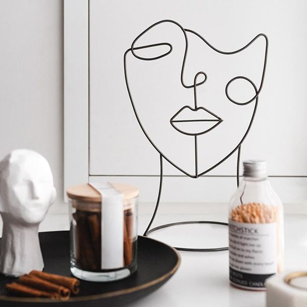 

decorative objects & figurines abstract modern figure single line face statue in minimalist for art handmade home decoration