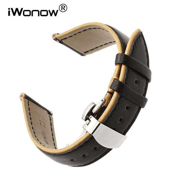 

watch bands france genuine leather watchband double color for samsung gear s3 galaxy 46mm 2 neo live band quick release strap, Black;brown