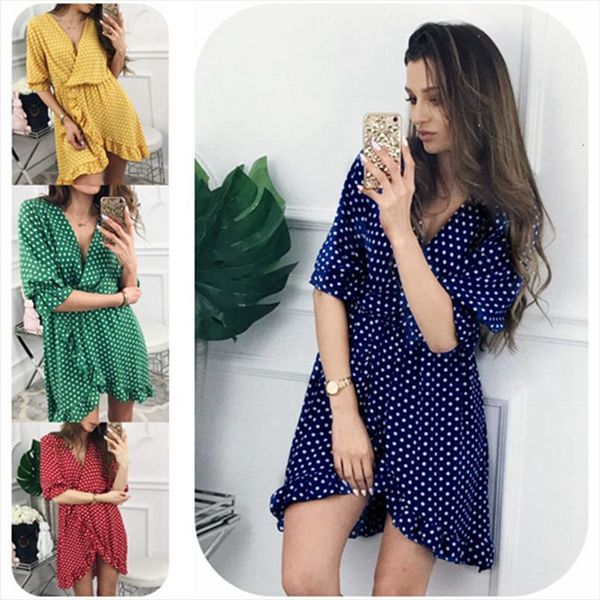 

spring amp summer floral womens dress printing knee length v neck short sleeve ruffle bohemia, Black;gray