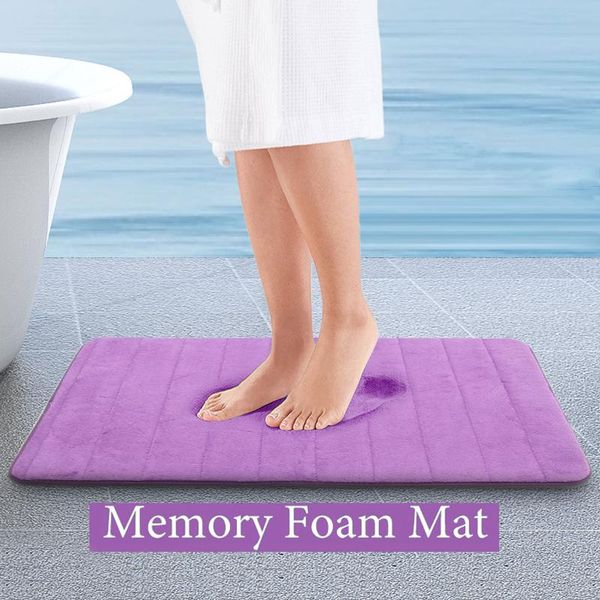 

home bath mat non-slip bathroom carpet soft coral fleece memory foam rug kitchen toilet floor decor washable mats
