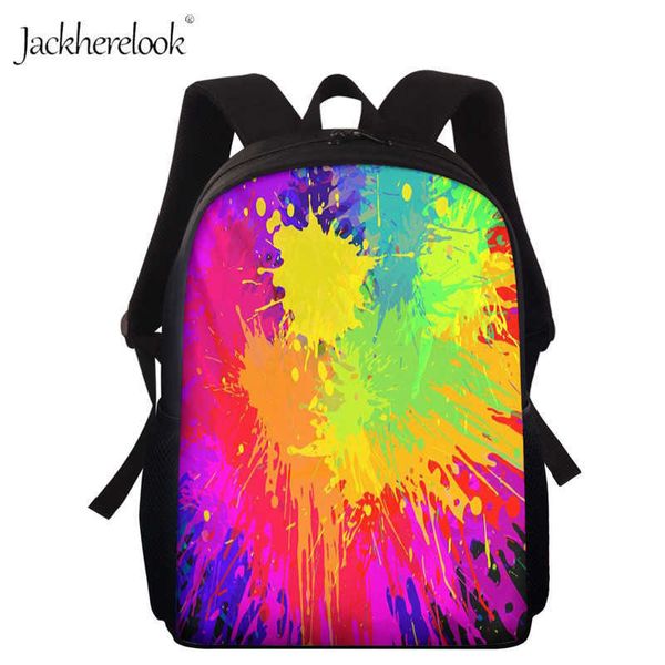 Jackherelook 3D arco-íris vórtice imprimir saco moda casual menina laptop mochilas adolescente personalizado grande capacity schoolbag x0529