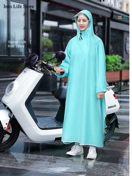 Impermeabile da donna per motociclista Cappotto lungo poncho antipioggia impermeabile blu Giacca da campeggio per donna Idee regalo per bicicletta antipioggia