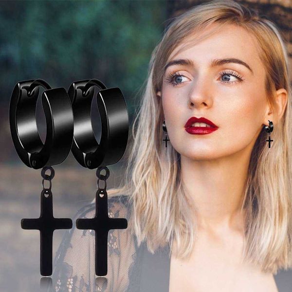 

men rvs cross dangle women ornaments jewellery hood clip on earrings piercing brincos, Golden