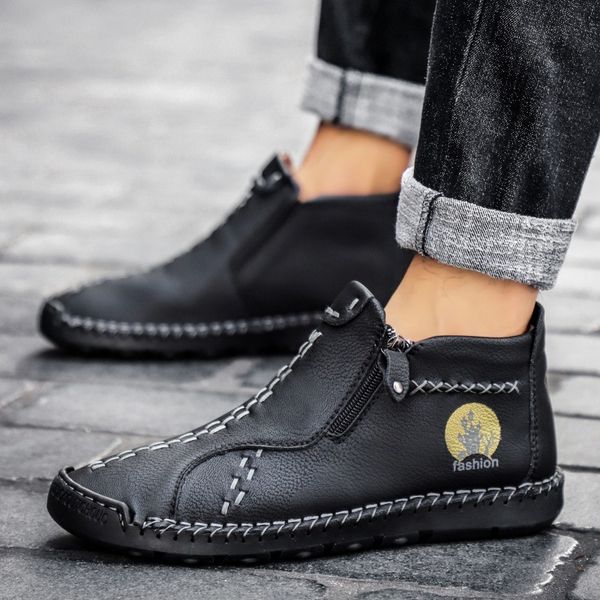 

70% off factory online 2021 autumn winter high martin boots men's british fashion shoes light large, Black