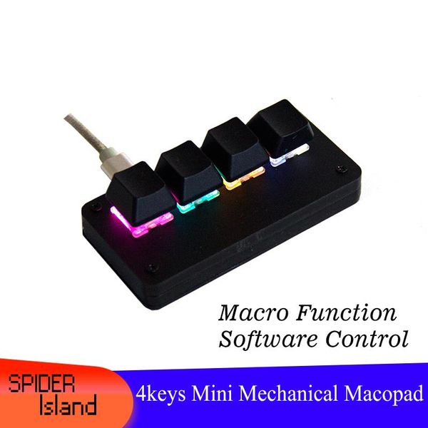 

keyboards diy customize shortcut keyboard software define 4 keys black rgb backlight macropad macro programming game mini keypad