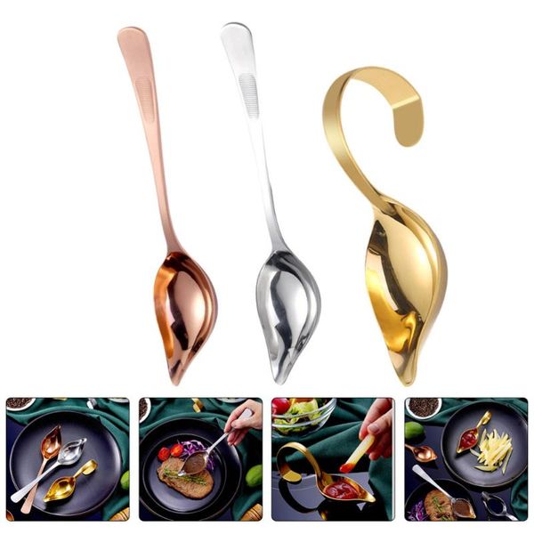 

spoons 3pcs metal saucier drizzle sauce serving household culinary
