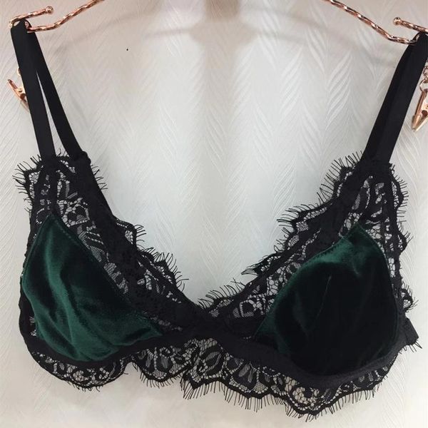 

bras sets wriufred velvet eyelashes ultra-thin underwear women retro brassiere triangle cup bra set lingerie plus size, Red;black