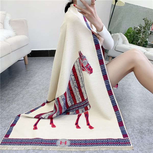 

and new style steed scarf women's fashion imitation cashmere tassel shawl thickened warm neck in winter, Blue;gray