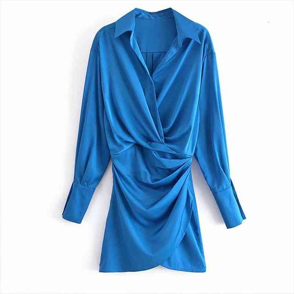 

summer fashion mini pleated shirts womens dresses full sleeve v-neck solid female vintage casual street clothing, Black;gray