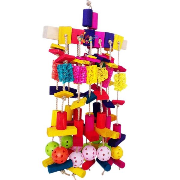 

other bird supplies large parrot chewing toy multicolored wooden blocks and natural loofah heavy duty bite toys for african grey macaws sim