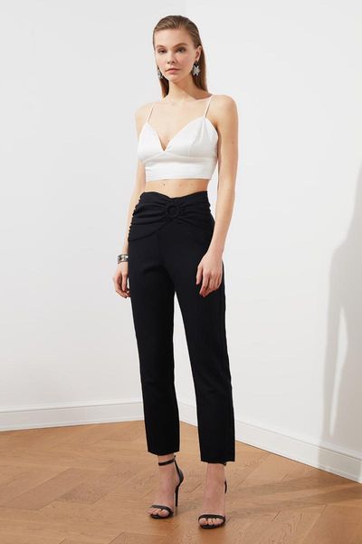 

women's pants & capris trendyol belt detail tprss21pl0129, Black;white