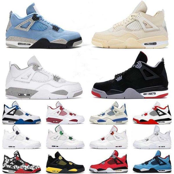 

2022 cream sail black cat white cement basketball shoes mens women jumpman 4 4s cactus jack trainers sport sneakers size36-46