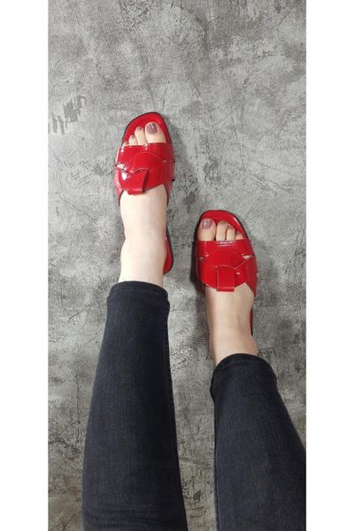 

slippers japanned leather braided daily women slipper, Black