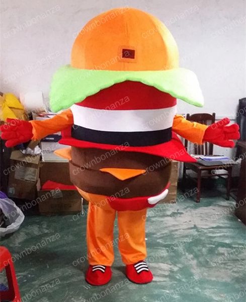 

halloween burger mascot costume hamburger cartoon character outfits adults size christmas carnival birthday party outdoor outfit, Red;yellow