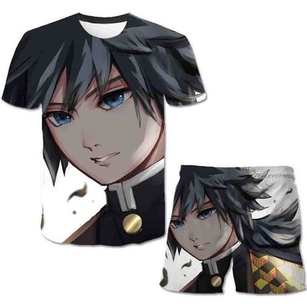 

boys and girls suits summer children's ghost blade short sleeve t-shirt suit loose half leisure student, White