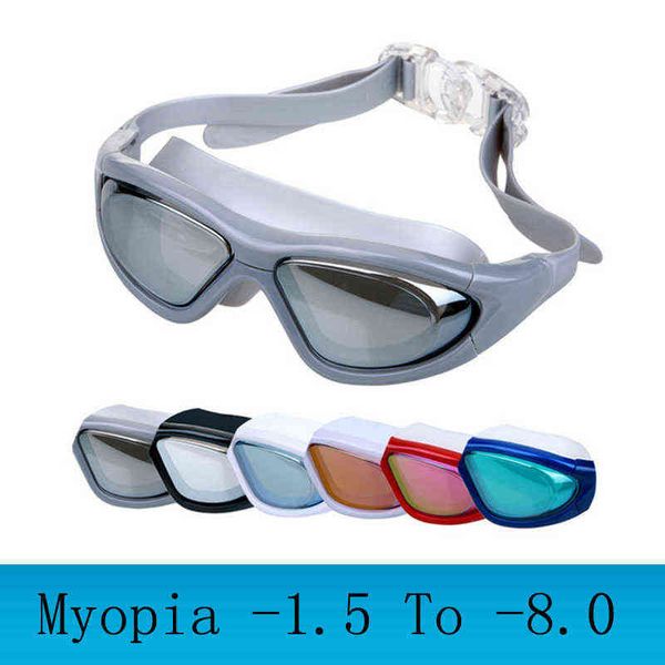 Myopie-Schwimmbrille, großer Rahmen, Berufsschwimmbrille, Anti-Fog-Arena-Dioptrien-Schwimmbrille, Natacion-Wasserbrille, Y220428