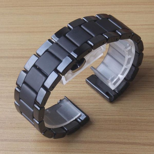 

watch bands 18mm 20mm 22mm ceramic watchband for samsung gear galaxy solid links wristband bracelet replacement band, Black;brown