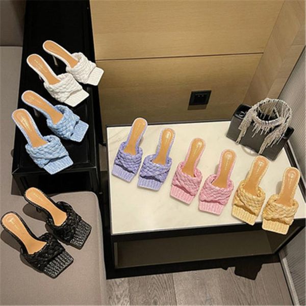

sandals women's shoes women slippers female 2021 summer ladies mules slides square toe heels designer home outdoor, Black