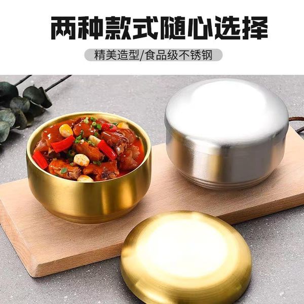 

bowls korean 304 stainless steel rice bowl covered household soup children's kimchi