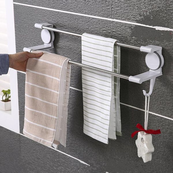 

towel racks sucker stainless steel rack with hook multi-function kitchen bathroom washcloth holder hanger