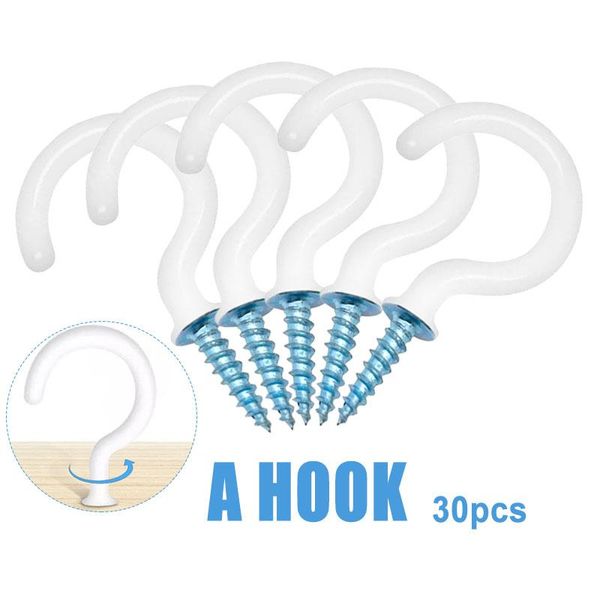

hooks & rails ceiling 30pcs white multipurpose screw hook cup for hanging plants indoor and outdoor stuff clh@8