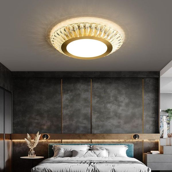 

ceiling lights nordic crystal lamp bedroom study porch aisle post-modern light luxury all-copper led three-color