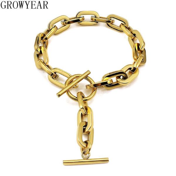 

link, chain silver gold color stainless steel oval big bracelet for women men european style necklace set hand cuff, Black
