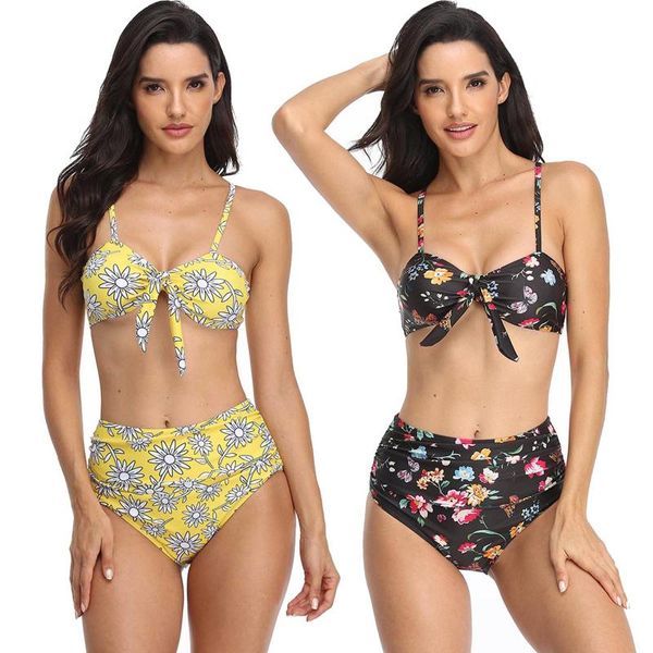 

women's swimwear polka dots v neck mid waist bikini 2021 female swimsuit women two-pieces set bather bathing suit swim, White;black