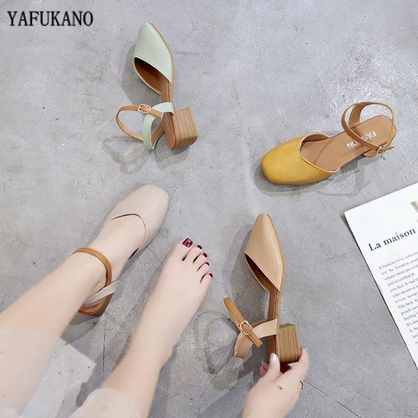 

dress shoes classic fashion square heels high 2021 summer brand retro mary jane grandma simple elegant mid female sandals, Black
