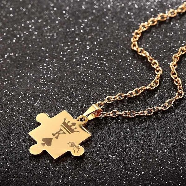 

pendant necklaces necklace 1pc metal king queen stitching gift for lover jewelry couple lover's her his, Silver