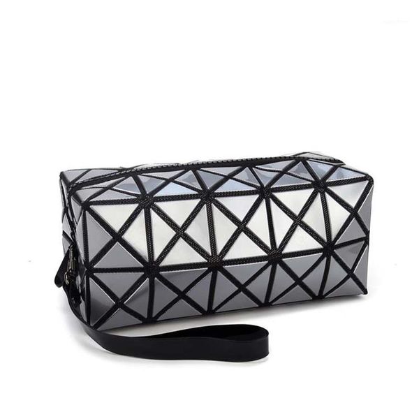 

makeup bag fashion portable folding package pu leather bags women geometric zipper cosmetic mini organizer bags1