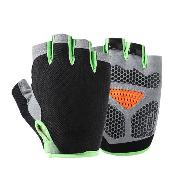 

cycling gloves 1 pair silicone anti-slip anti-sweat men women half finger breathable anti- sports bike bicycle glove, Black
