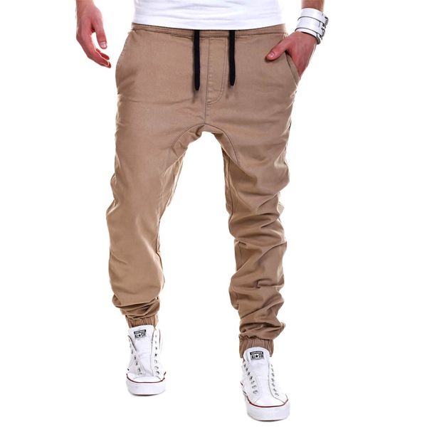 

men hip hop harem 2021 male trousers mens joggers solid pants sweatpants, Black