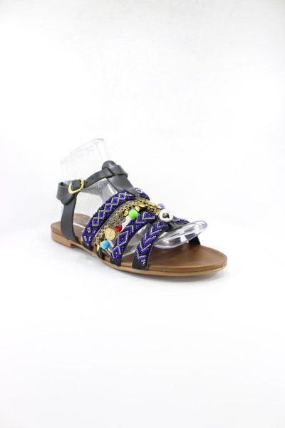 

women's purple genuine leather sandals, Black