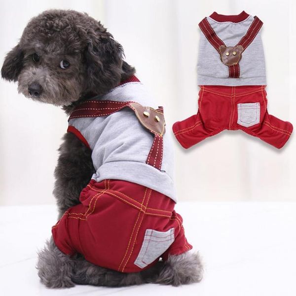 

dog clothes pet bodysuit round neck four-legged cotton comfortable puppy jumpsuit for daily life summer cat costumes