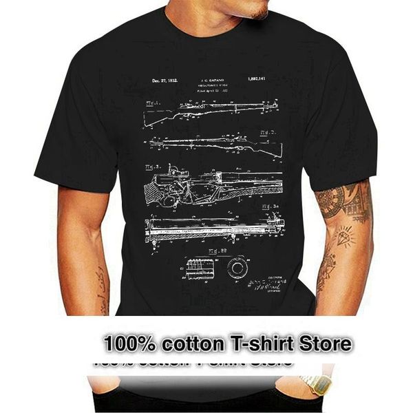 

men's t-shirts t shirts fashion m1 garand rifle shirt wwii military soldier patent crew neck men short sleeve women cartoon, White;black