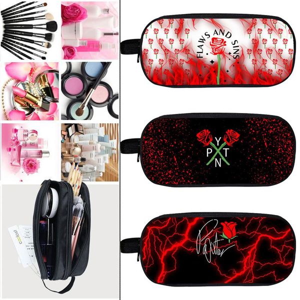 

printed pencil case payton moormeier school supplies cosmetic bags women kpop red rose zipper stationery makeup & cases