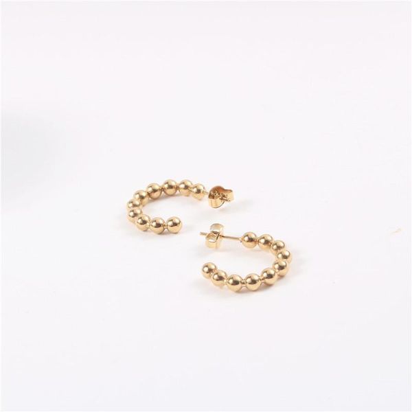 

hoop & huggie joolim pvd gold finish stainless steel simple beads earring tarnish jewelry, Golden;silver